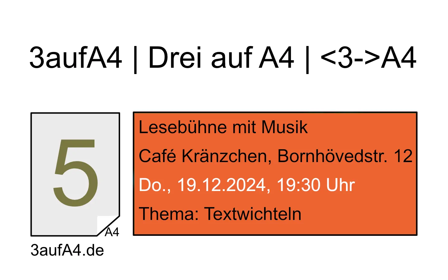 Textwichteln mit 3 auf A4: 19.12.24 im Café Kränzchen