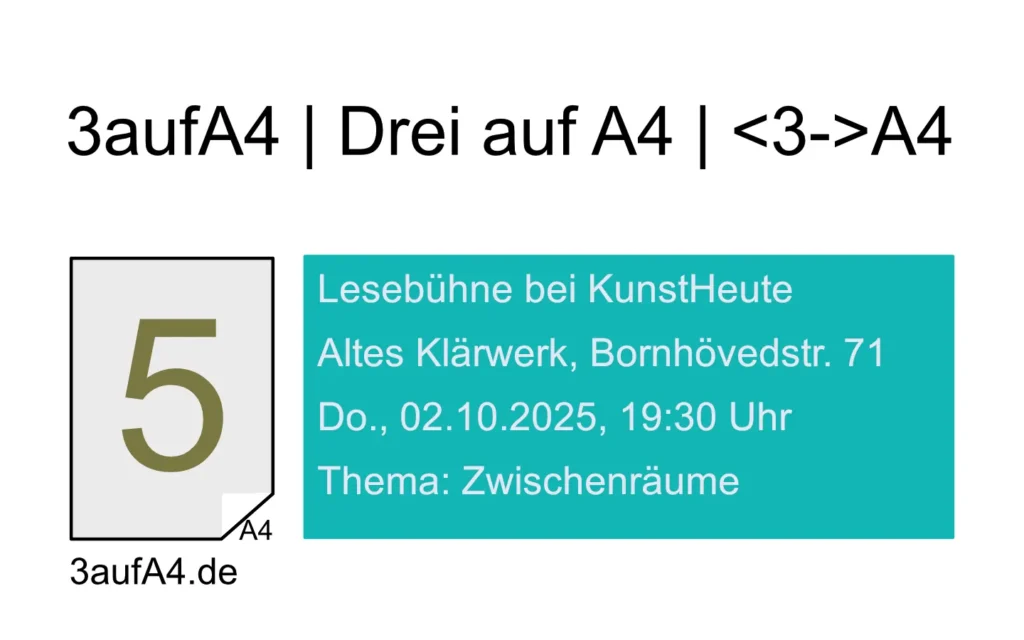 Ankündigung Lesung 3aufA4 am 02.10.2025 in Schwerin
