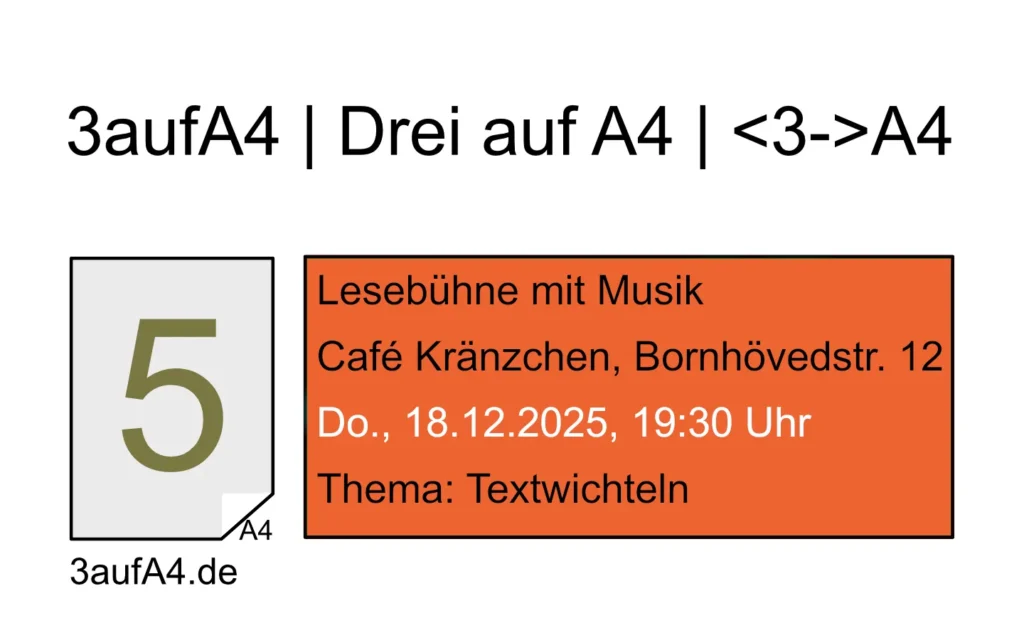 Ankündigung Lesung 3aufA4 am 18.12.2025 in Schwerin